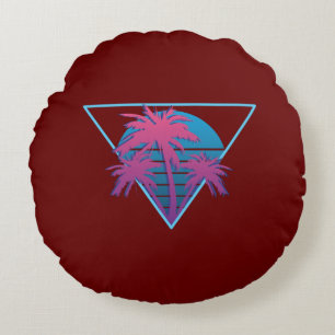 Cojín Redondo Logo de Palmeras Retro