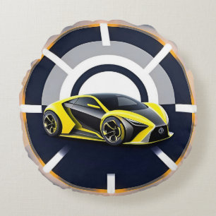 Cojín Redondo Logotipo de coche deportivo en estilo circular mod