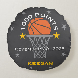 Cojín Redondo Logro de 1000 Puntos en Baloncesto Personalizado
