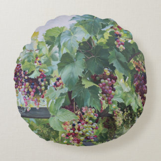 Cojín Redondo Loire Valley Vineyard – French Grape Painting