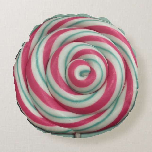 Cojín Redondo Lollipop Candy Swirl (Anverso)
