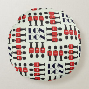 Cojín Redondo Londres, soldados, patrón sin fisuras