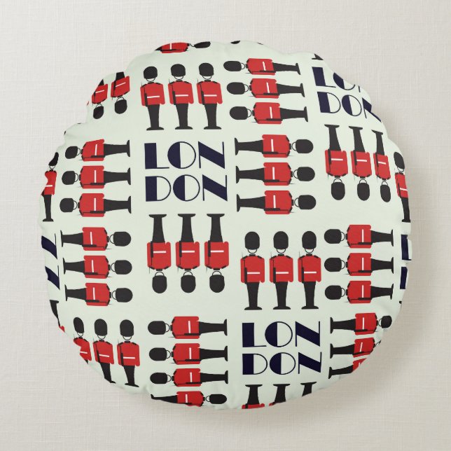 Cojín Redondo Londres, soldados, patrón sin fisuras (Anverso)