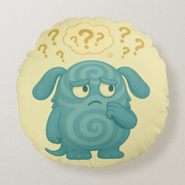 Cojín Redondo Loopi Kissen – Das nachdenkliche ADHS-Monster (Anverso)