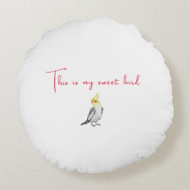 Cojín Redondo Loro cutáneo de la acuarela de Cockatiel.