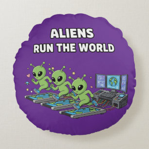 Cojín Redondo Los alienígenas mandan en el mundo