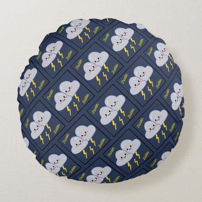 Cojín Redondo Los amigos truenos (Anverso)