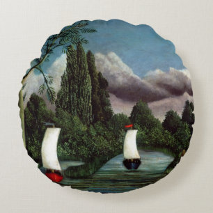 Cojín Redondo Los bancos del Oise, 1905 (aceite en lona)