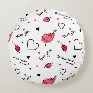 Cojín Redondo Los corazones de San Valentín se marcan sin proble