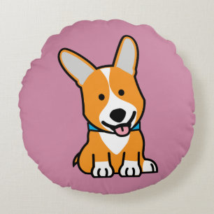 Cojín Redondo Los Corgis del Corgi persiguen el Pembroke feliz