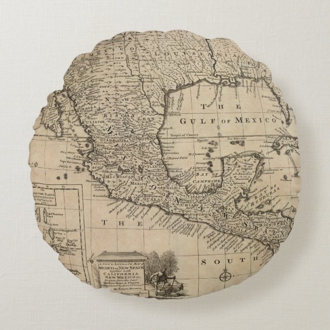 Cojín Redondo Los E.E.U.U. y México (Anverso)