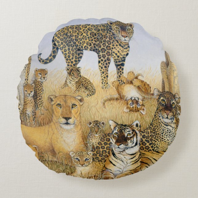 Cojín Redondo Los gatos grandes (Anverso)