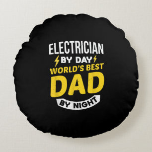 Cojín Redondo Los Hombres Electricistas Por Día Mejor Papá Por N