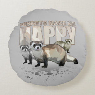 Cojín Redondo Los hurones me hacen feliz