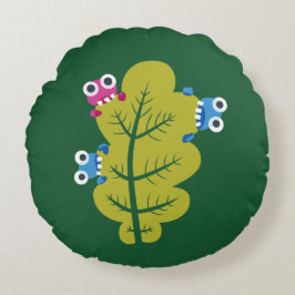 Cojín Redondo Los insectos lindos comen la hoja verde