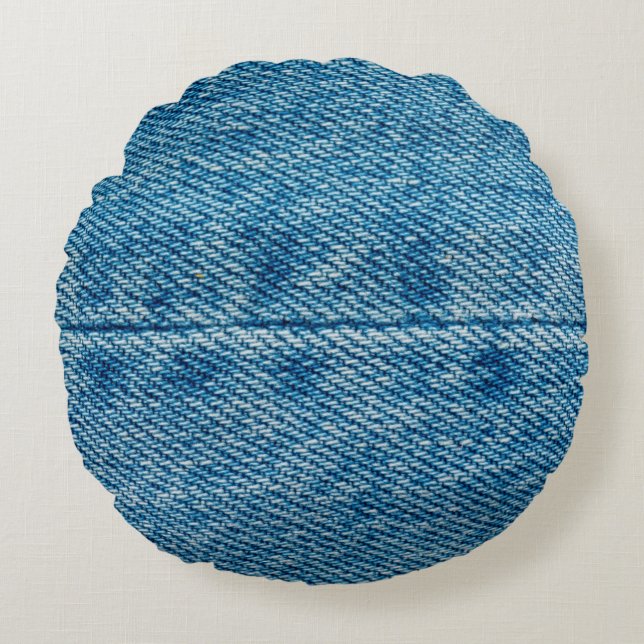 Cojín Redondo Los jeans cierran el fondo. Denim coser. Azul f (Anverso)