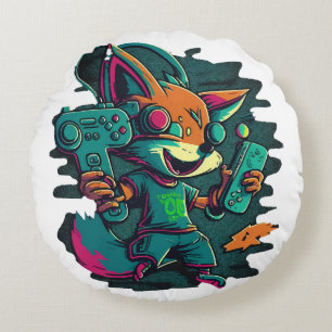 Cojín Redondo Los lobos juegan juegos