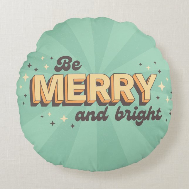 Cojín Redondo Los Navidades retro citan a los cómicos alegres y  (Anverso)