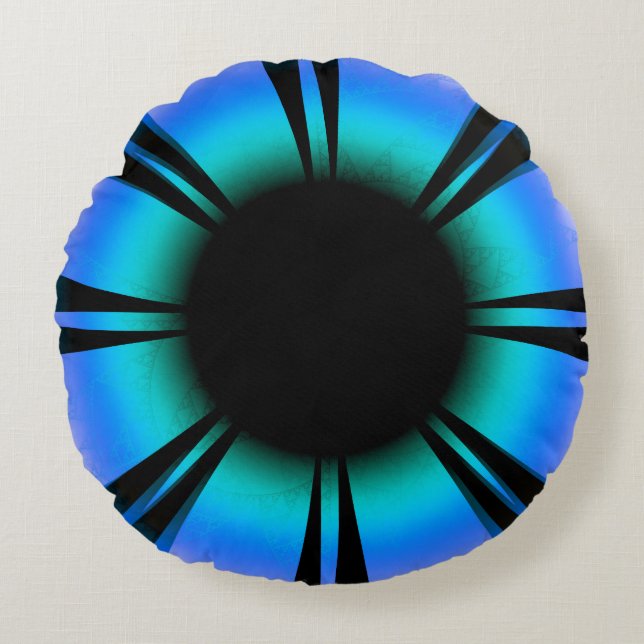 Cojín Redondo Los ojos azules salvarán y ayudarán (Anverso)