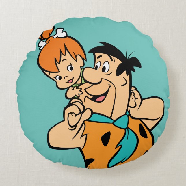 Cojín Redondo Los Picapiedra | Fred y Pebbles Flintstone (Anverso)