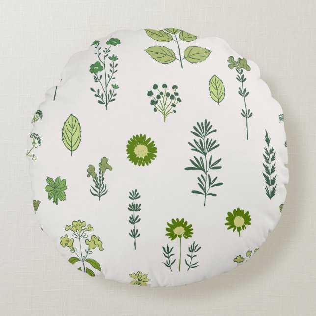 Cojín Redondo Los toques tonos verdes de la naturaleza (Anverso)