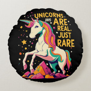 Cojín Redondo Los unicornios son reales solo que raros