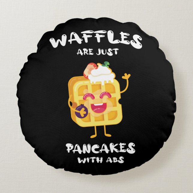 Cojín Redondo Los Waffles Son Como Panqueques Con Abs (Anverso)