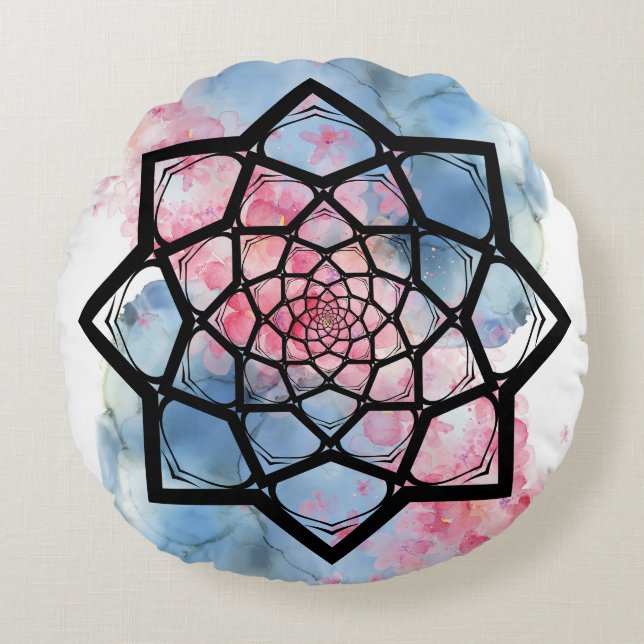 Cojín Redondo Lotus Mandala (Anverso)