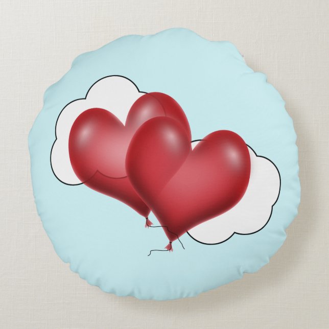 Cojín Redondo Love Balloon Hearts Valentine (Reverso)