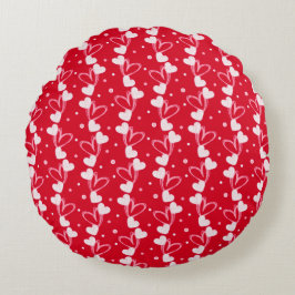 Cojín Redondo Love Hearts Doddles, Red Round Pillow