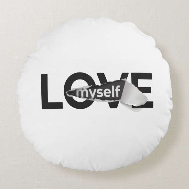 Cojín Redondo Love Myself Throw Pillow (Anverso)