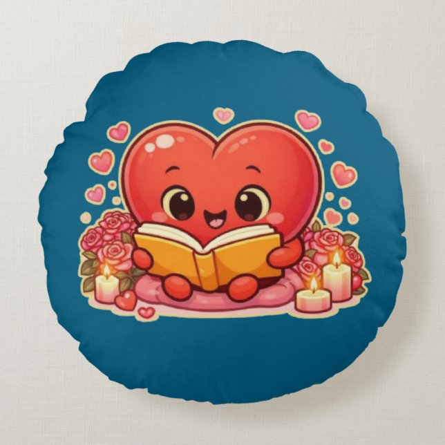 Cojín Redondo Love Stories Begin Within the Heart (Anverso)