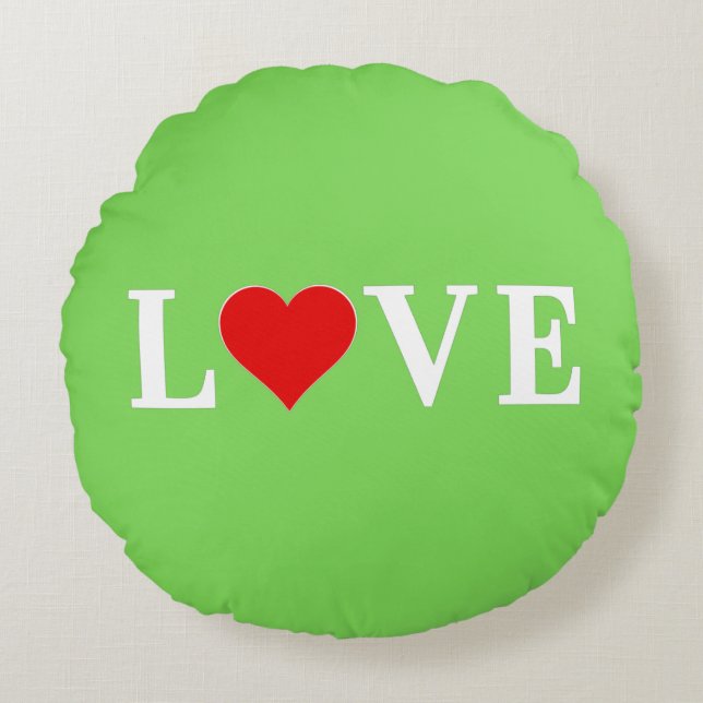 Cojín Redondo LOVE Trending Lime Green Modern Elegant (Anverso)