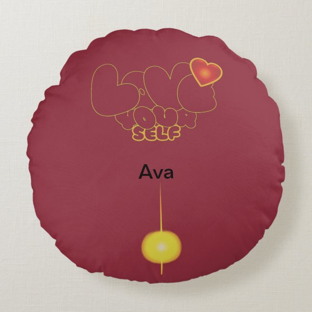 Cojín Redondo Love Yourself Inspirational Word Art (Anverso)