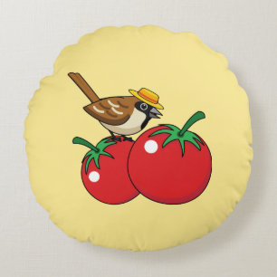 Cojín Redondo Lover Sparrow Orgánico come tomate rojo