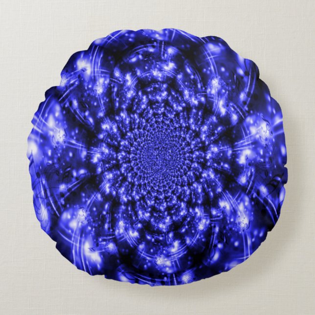 Cojín Redondo Luces Azules Brillantes (Anverso)