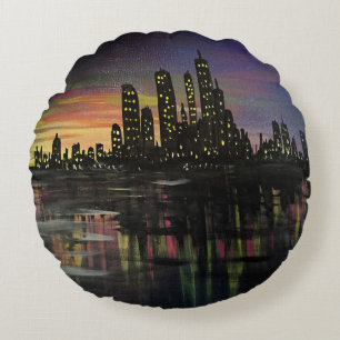 Cojín Redondo Luces de ciudad