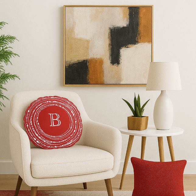 Cojín Redondo Luces esparcantes brillantes y merry Navidades Mon (Merry & Bright Sparkling Lights With Family Monogram Christmas Round Pillow - Holiday Home Decor)