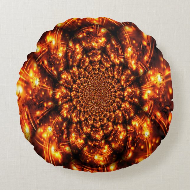 Cojín Redondo Luces esparcantes de oro (Anverso)