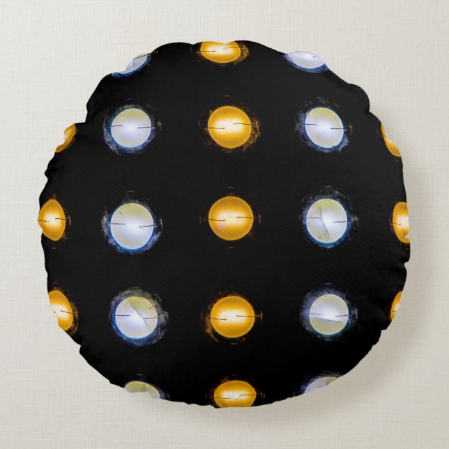 Cojín Redondo Luces LED, cerrar fondo abstracto. (Anverso)