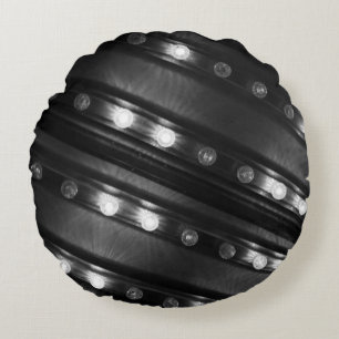 Cojín Redondo Luces Twinkle en blanco y negro