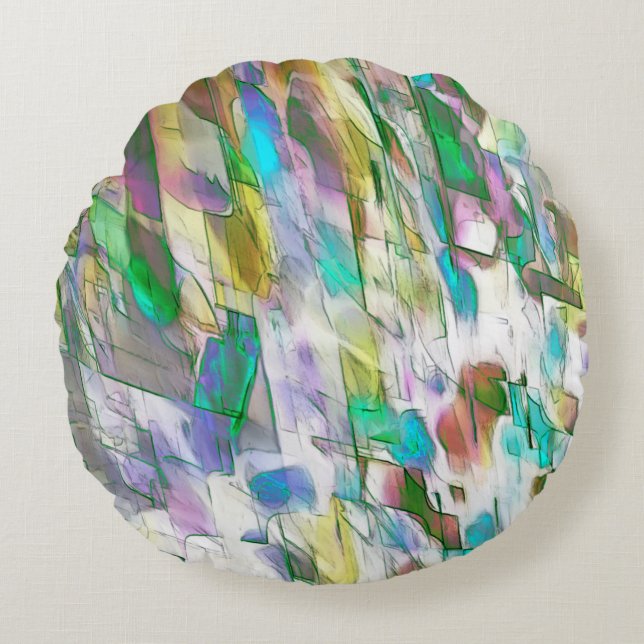 Cojín Redondo Lucha colorida, opaca versus satinosa (Anverso)