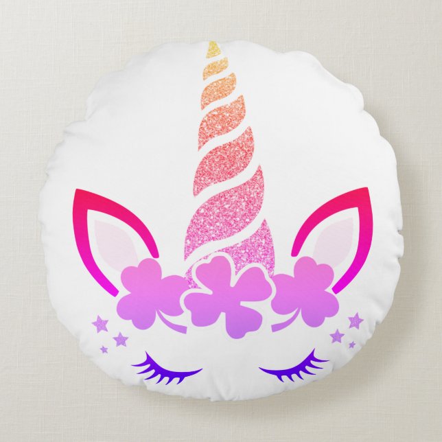 Cojín Redondo Lucky Charm Unicorn Pillow (Anverso)