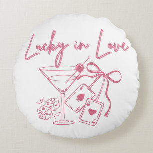 Cojín Redondo Lucky Love Vegas Casino Bachelorette Bridal Party