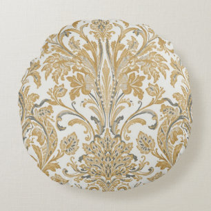 Cojín Redondo Lujo, Clásico, Elegante, Patrón beige dorado