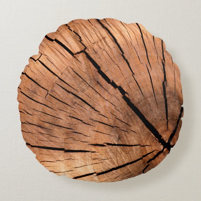 Cojín Redondo Lumber log wood tree cross section (Anverso)