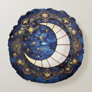 Cojín Redondo Luna creciente celestial ornamentada de vidrio emp