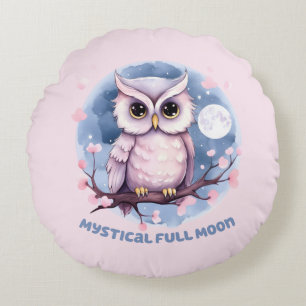 Cojín Redondo Luna llena mística - cielo nocturno púrpura Pastel