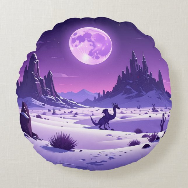 Cojín Redondo Lunar Wyrm Fleece Blanket – Purple Dragon Under th (Anverso)