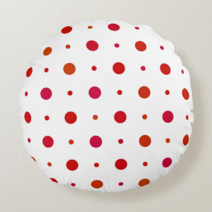 Cojín Redondo Lunares rojos de cereza sobre blanco